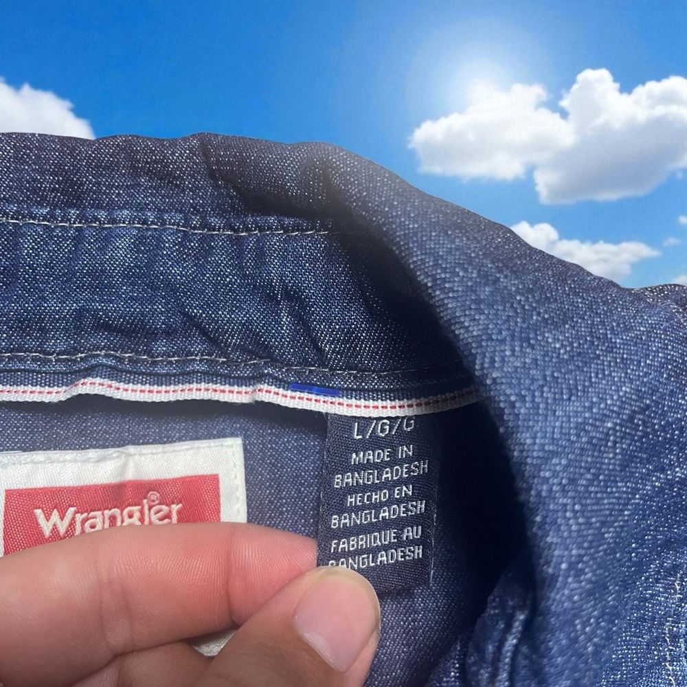 Vintage Wrangler Dark Blue Casual Button Down Shirt - Picture 7 of 7